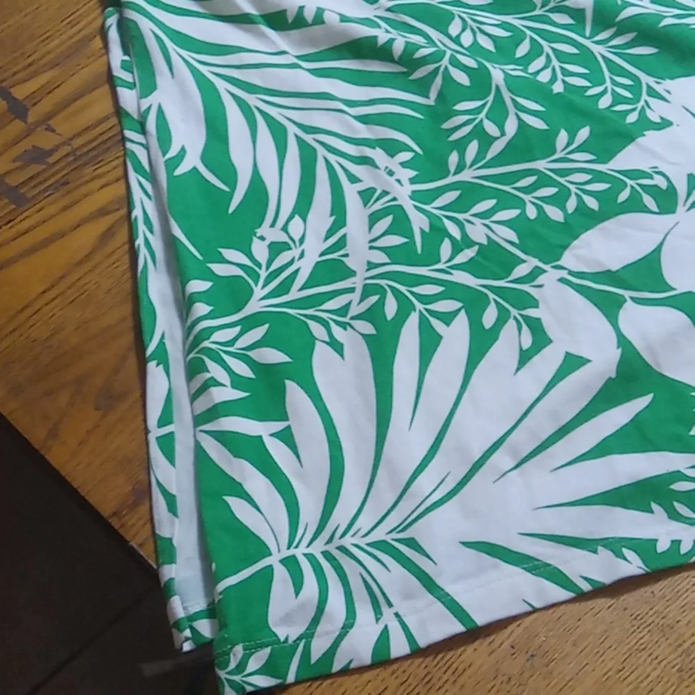 CALVIN KLEIN Womens Dress Maxi LARGE WHITE GREEN Resort Vacation Casual Preowned - Picture 3 of 11